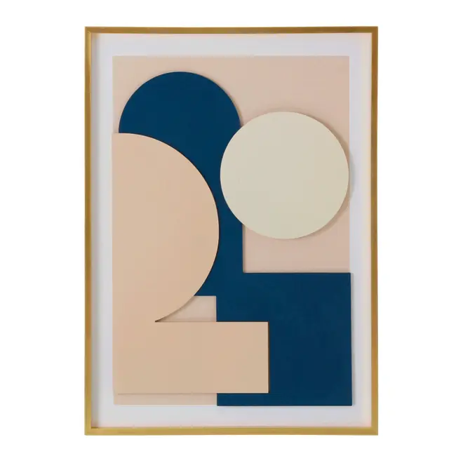 QUADRO I 70 CM X 50 CM GEODIMENSIONAL - OURO/GALAXY BLUE - Foto 1
