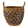 CESTO COM ALÇA 26 CM X 30 CM X 26 CM SUMELA - FIBRA CLARA/AZUL ESCURO - Foto 2