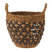CESTO COM ALÇA 26 CM X 30 CM X 26 CM SUMELA - FIBRA CLARA/AZUL ESCURO - Foto 2