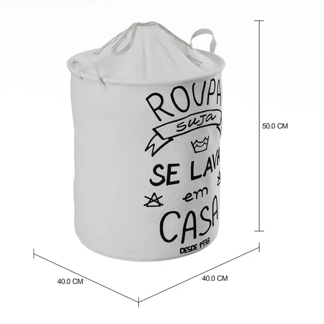 CESTO PARA ROUPA ROUPA SUJA SE LAVA EM CASA - NATURAL/PRETO - Foto 2
