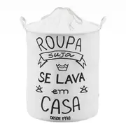 CESTO PARA ROUPA ROUPA SUJA SE LAVA EM CASA - NATURAL/PRETO - Foto 1