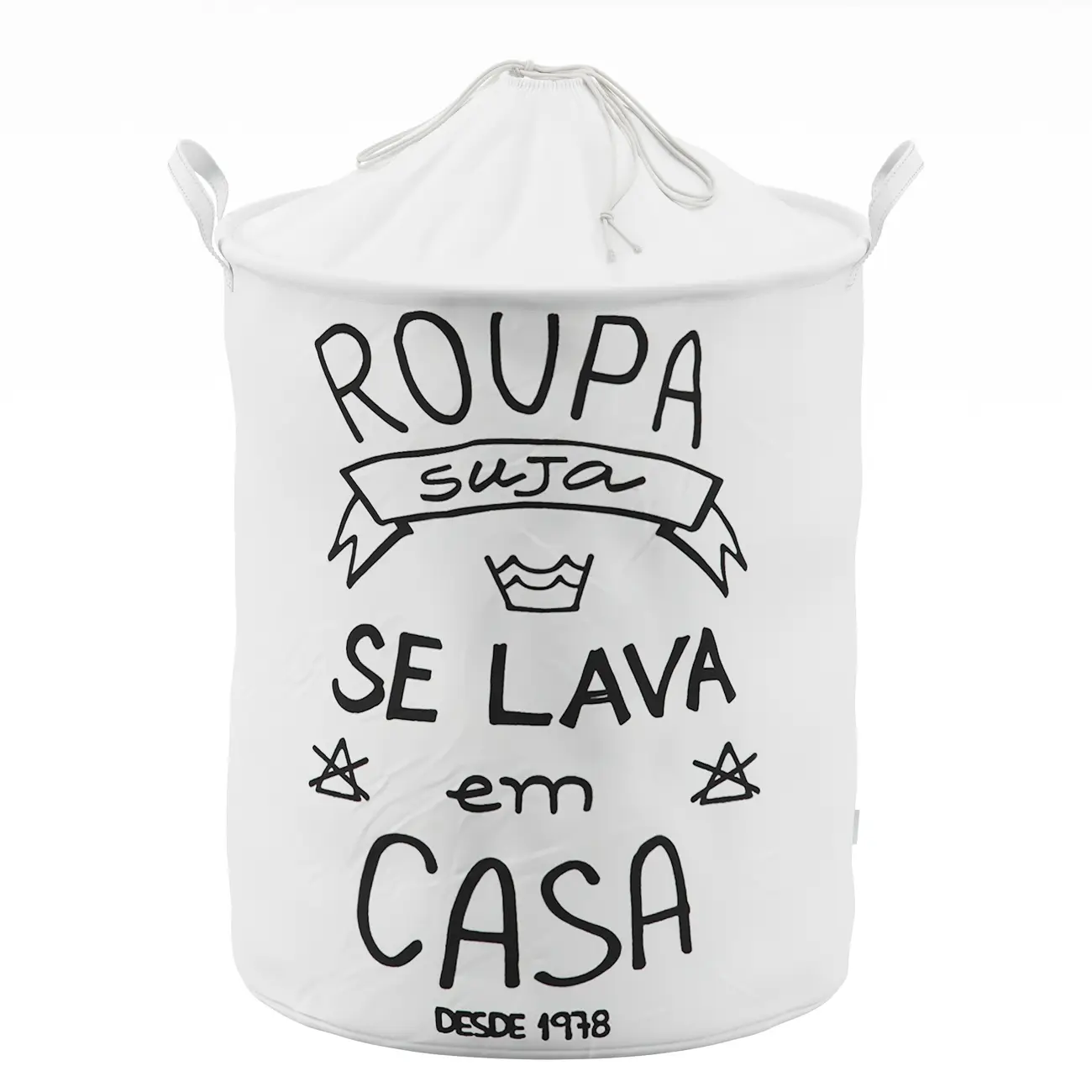 CESTO PARA ROUPA ROUPA SUJA SE LAVA EM CASA - NATURAL/PRETO - Foto 1