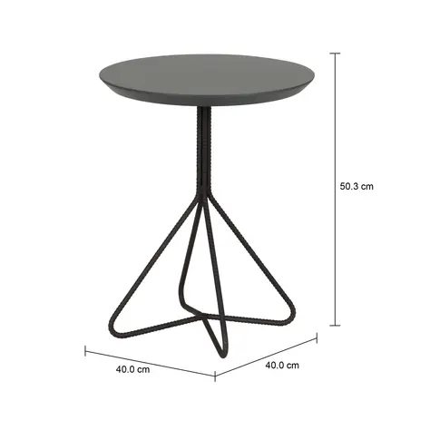 Imagem com medidas do produto MESA LATERAL BAIXA REDONDA 40 CM CONSTRUCTION