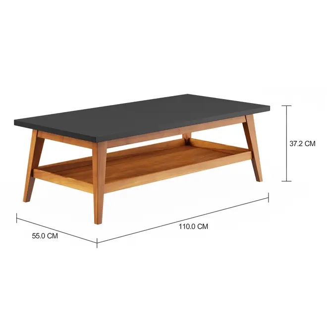 MESA DE CENTRO 1,10 M X 55 CM BARTÔ - NOZES/PRETO - Foto 2