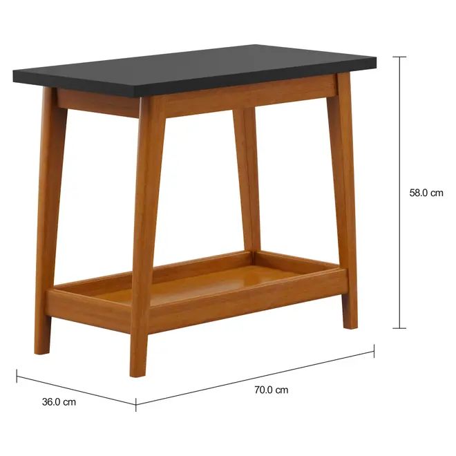 MESA LATERAL 70 CM X 36 CM BARTÔ - NOZES/PRETO - Foto 2