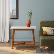 MESA LATERAL 70 CM X 36 CM BARTÔ - NOZES/BRANCO - Foto 3