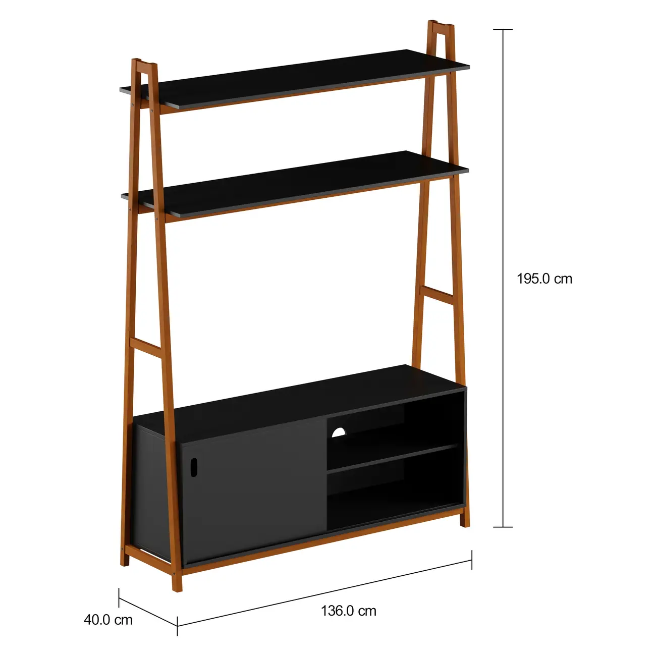 ARQUITET ESTANTE PARA TV DE ATÉ 50 POLEGADAS COM 1 PORTA DE CORRER 1,36 M X 1,95 M - NOZES/PRETO - Foto 2