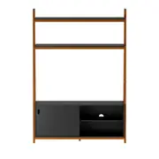 ARQUITET ESTANTE PARA TV DE ATÉ 50 POLEGADAS COM 1 PORTA DE CORRER 1,36 M X 1,95 M - NOZES/PRETO - Foto 1