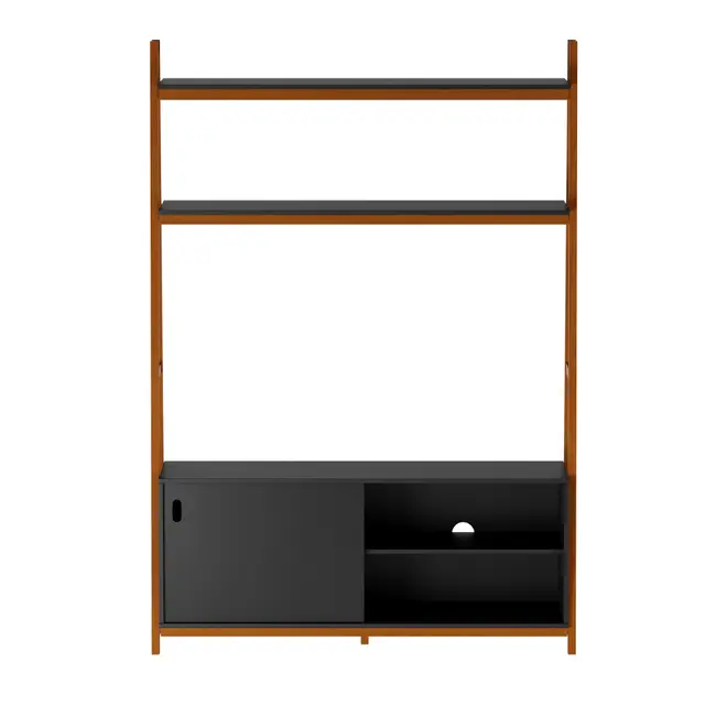 ARQUITET ESTANTE PARA TV DE ATÉ 50 POLEGADAS COM 1 PORTA DE CORRER 1,36 M X 1,95 M - NOZES/PRETO - Foto 1