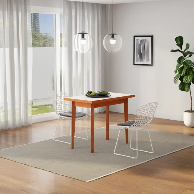 MESA DE COZINHA ELÁSTICA 1,08 M/54 CM X 85 CM PETI - NOZES/BRANCO - Foto 5