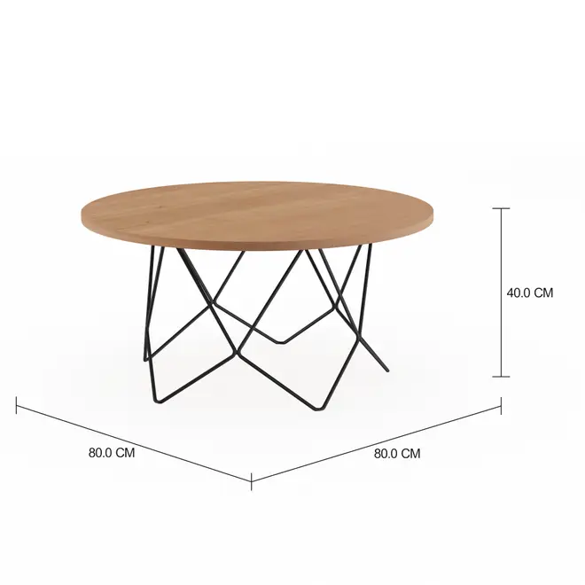 MESA DE CENTRO REDONDA 80 CM BEZEL - PRETO/TAUARI - Foto 2