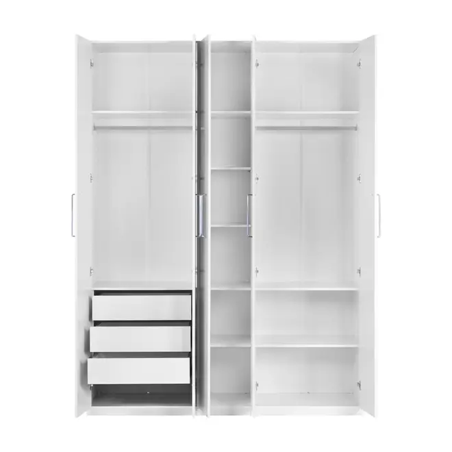 GUARDA-ROUPA DE CASAL 5 PORTAS 3 GAVETAS 35 MAXIMUS - BRANCO - Foto 3
