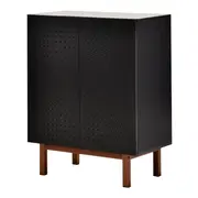 BUFFET 2 PORTAS 80 CM X 40 CM POINT - PRETO/NOZES - Foto 2