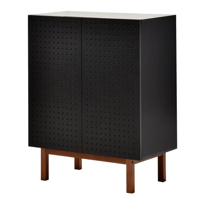 BUFFET 2 PORTAS 80 CM X 40 CM POINT - PRETO/NOZES - Foto 2