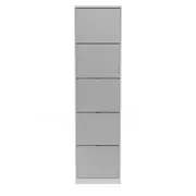 SAPATEIRA PISO/PAREDE 5 PORTAS BASCULANTES FAMILY THIN MIRROR - BRANCO/PRATA - Foto 1