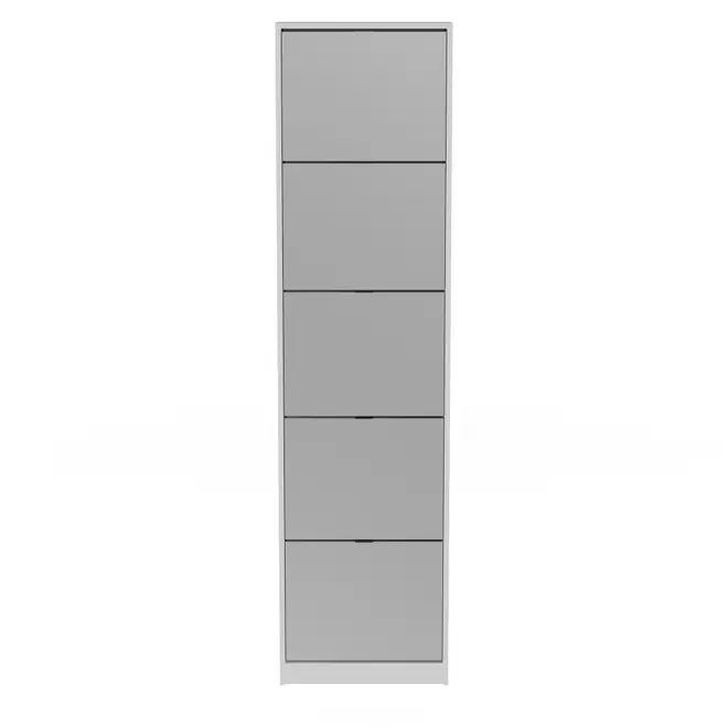 SAPATEIRA PISO/PAREDE 5 PORTAS BASCULANTES FAMILY THIN MIRROR - BRANCO/PRATA - Foto 1