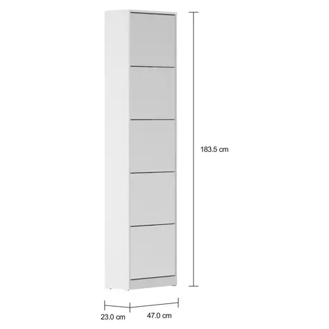 Imagem com medidas do produto SAPATEIRA PISO/PAREDE 5 PORTAS BASCULANTES FAMILY THIN MIRROR