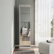 SAPATEIRA PISO/PAREDE 5 PORTAS BASCULANTES FAMILY THIN MIRROR - BRANCO/PRATA - Foto 3