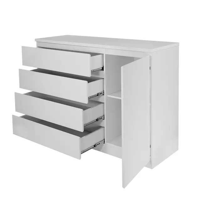 CÔMODA 4 GAVETAS/1 PORTA 1,35M X 45 CM MINCE - BRANCO - Foto 3