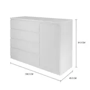 CÔMODA 4 GAVETAS/1 PORTA 1,35M X 45 CM MINCE - BRANCO - Foto 5