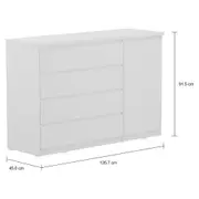 CÔMODA 4 GAVETAS/1 PORTA 1,35M X 45 CM MINCE - BRANCO - Foto 6