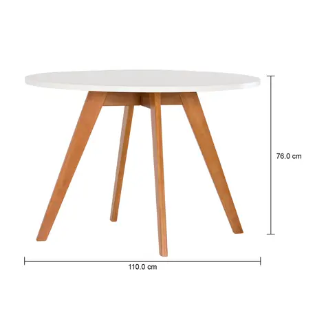 Imagem com medidas do produto MESA DE JANTAR REDONDA 1,10 M TAVE
