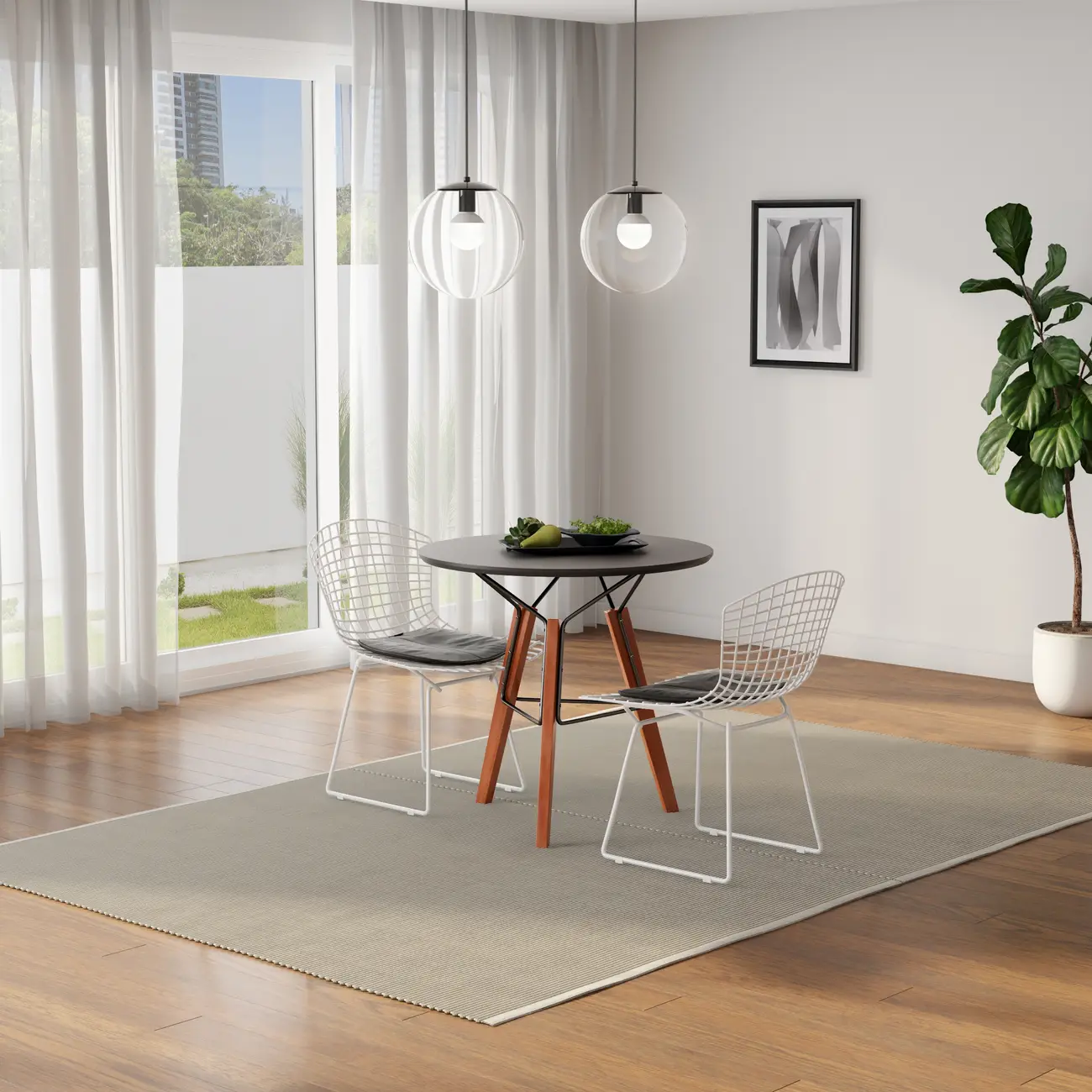 MESA REDONDA 80 CM OVNI - NOZES/PRETO - Foto 5