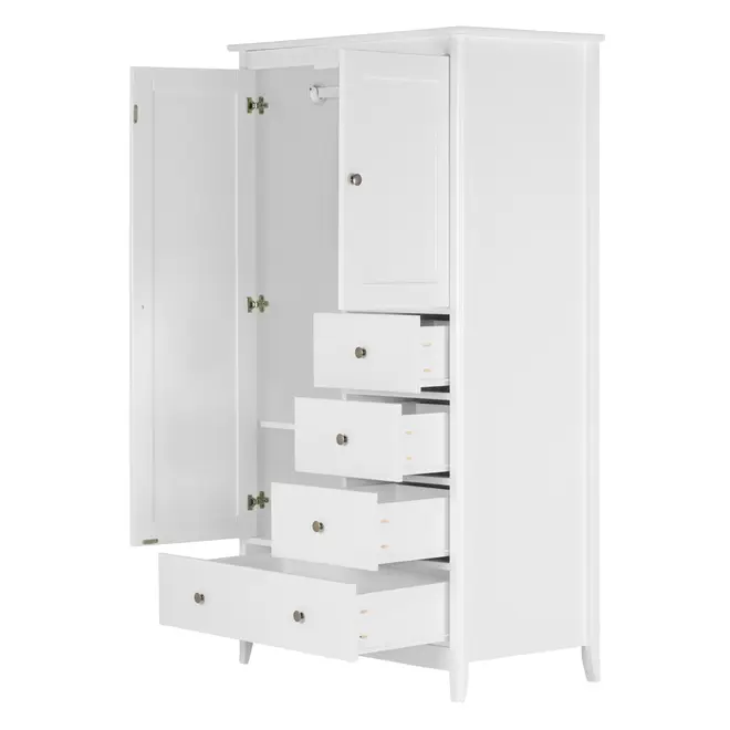 GUARDA-ROUPA 2 PORTAS/4 GAVETAS DEVON - BRANCO - Foto 3
