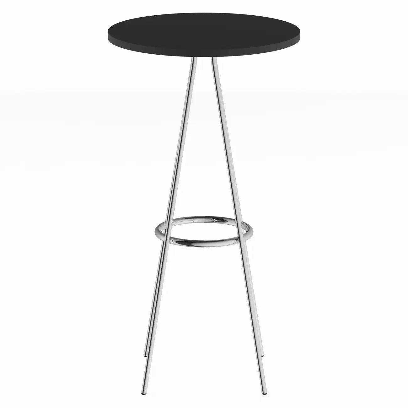 BARISTA MESA ALTA REDONDA 53 CM - CROMADO/PRETO - Foto 1