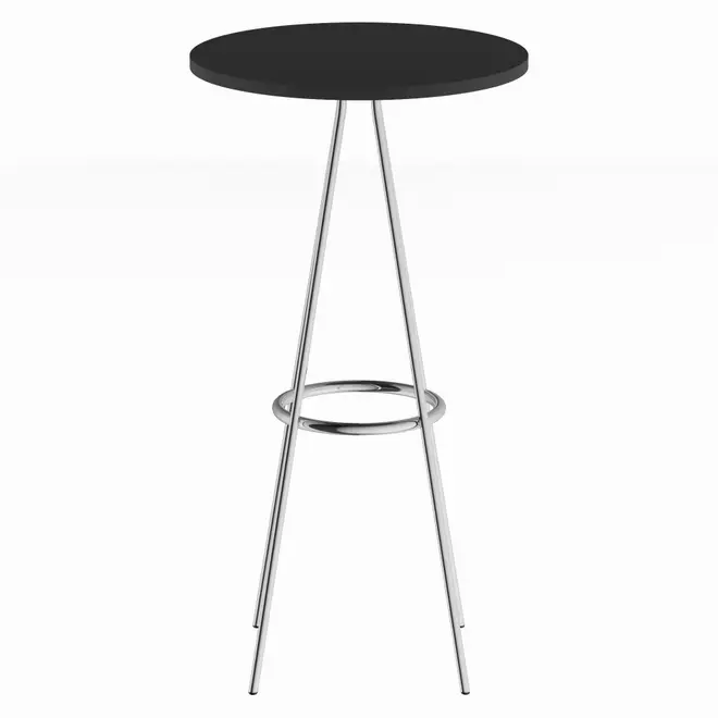 BARISTA MESA ALTA REDONDA 53 CM - CROMADO/PRETO - Foto 1