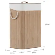 CESTO PARA ROUPA 60 CM X 40 CM X 30 CM KABUKI - BAMBU/CREAM - Foto 12