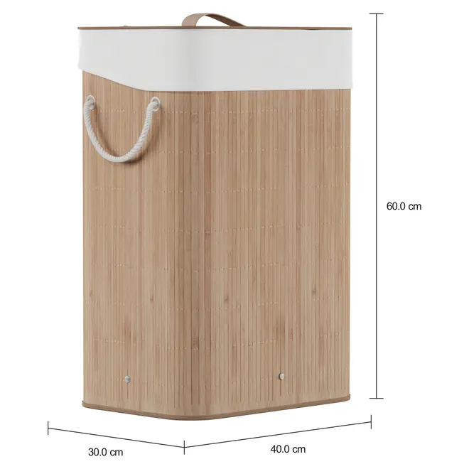 CESTO PARA ROUPA 60 CM X 40 CM X 30 CM KABUKI - BAMBU/CREAM - Foto 12