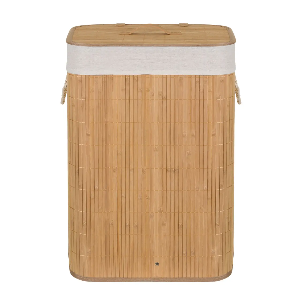 CESTO PARA ROUPA 60 CM X 40 CM X 30 CM KABUKI - BAMBU/CREAM - Foto 1