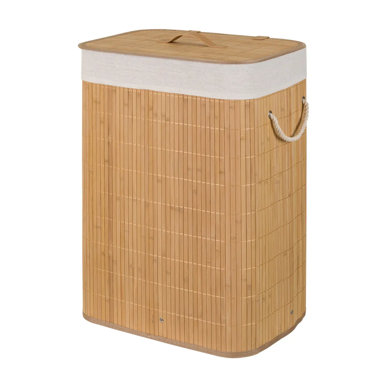 CESTO PARA ROUPA 60 CM X 40 CM X 30 CM KABUKI - BAMBU/CREAM - Foto 2