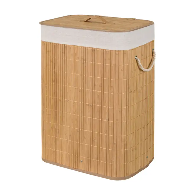 CESTO PARA ROUPA 60 CM X 40 CM X 30 CM KABUKI - BAMBU/CREAM - Foto 2