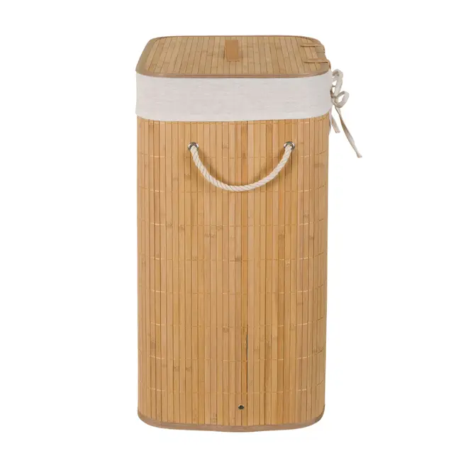 CESTO PARA ROUPA 60 CM X 40 CM X 30 CM KABUKI - BAMBU/CREAM - Foto 4