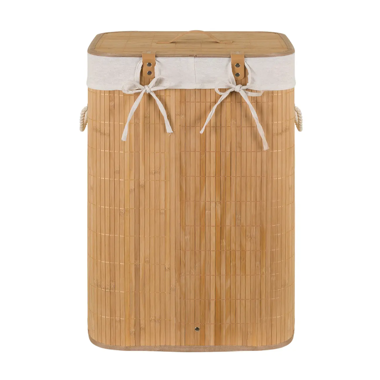 CESTO PARA ROUPA 60 CM X 40 CM X 30 CM KABUKI - BAMBU/CREAM - Foto 5