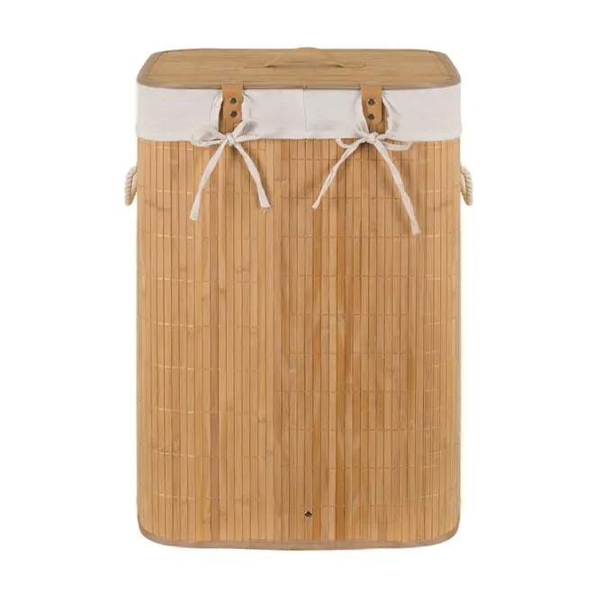 CESTO PARA ROUPA 60 CM X 40 CM X 30 CM KABUKI - BAMBU/CREAM - Foto 5