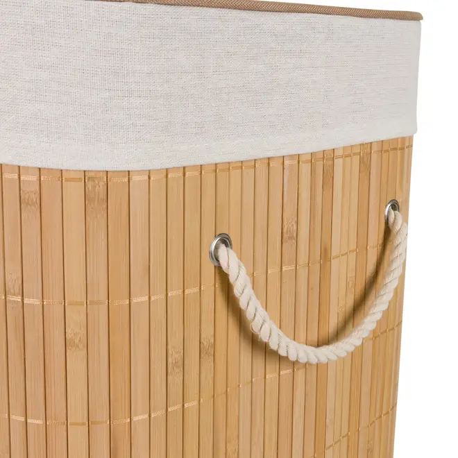 CESTO PARA ROUPA 60 CM X 40 CM X 30 CM KABUKI - BAMBU/CREAM - Foto 6