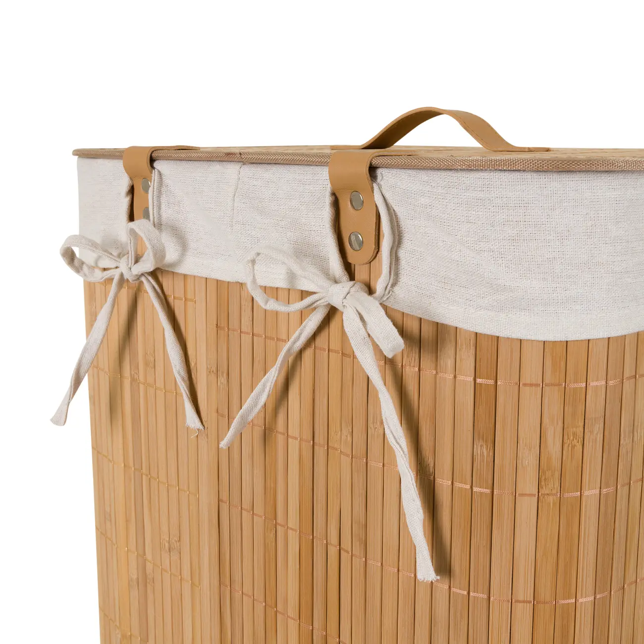 CESTO PARA ROUPA 60 CM X 40 CM X 30 CM KABUKI - BAMBU/CREAM - Foto 8