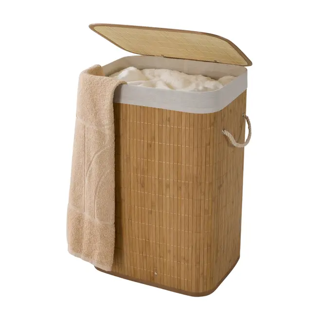 CESTO PARA ROUPA 60 CM X 40 CM X 30 CM KABUKI - BAMBU/CREAM - Foto 9