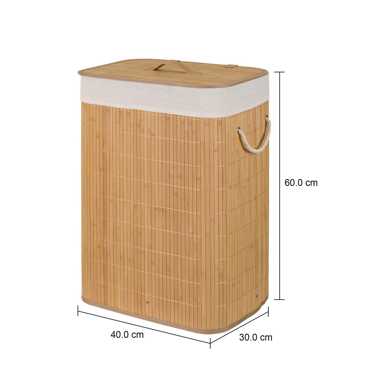 CESTO PARA ROUPA 60 CM X 40 CM X 30 CM KABUKI - BAMBU/CREAM - Foto 11
