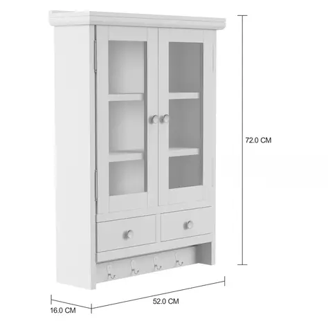 Imagem com medidas do produto NICHO 2 PORTAS 2 GAVETAS 72 CM X 52 CM X 16 CM WAYNE