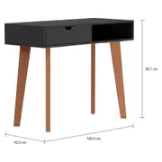 ESCRIVANINHA/APARADOR 1 GAVETA 1 M X 45 CM LIN - PRETO/NOZES - Foto 4