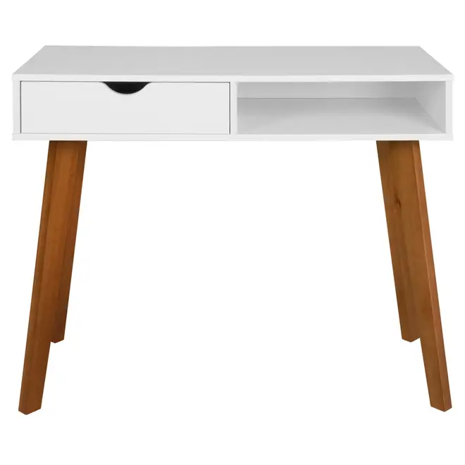 ESCRIVANINHA/APARADOR 1 GAVETA 1 M X 45 CM LIN - BRANCO/NOZES - Foto 1