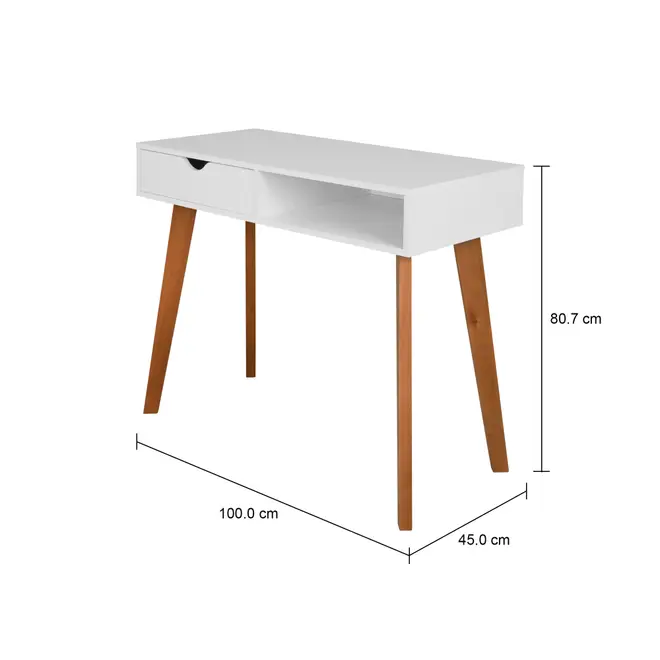 ESCRIVANINHA/APARADOR 1 GAVETA 1 M X 45 CM LIN - BRANCO/NOZES - Foto 14