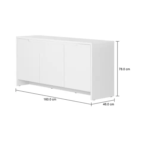 Imagem com medidas do produto BUFFET 3 PORTAS/1 GAVETA 1,60 M X 46 CM INDOOR
