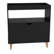 APARADOR 1 PORTA BASCULANTE 76 CM X 37 CM LIN - PRETO/NOZES - Foto 1