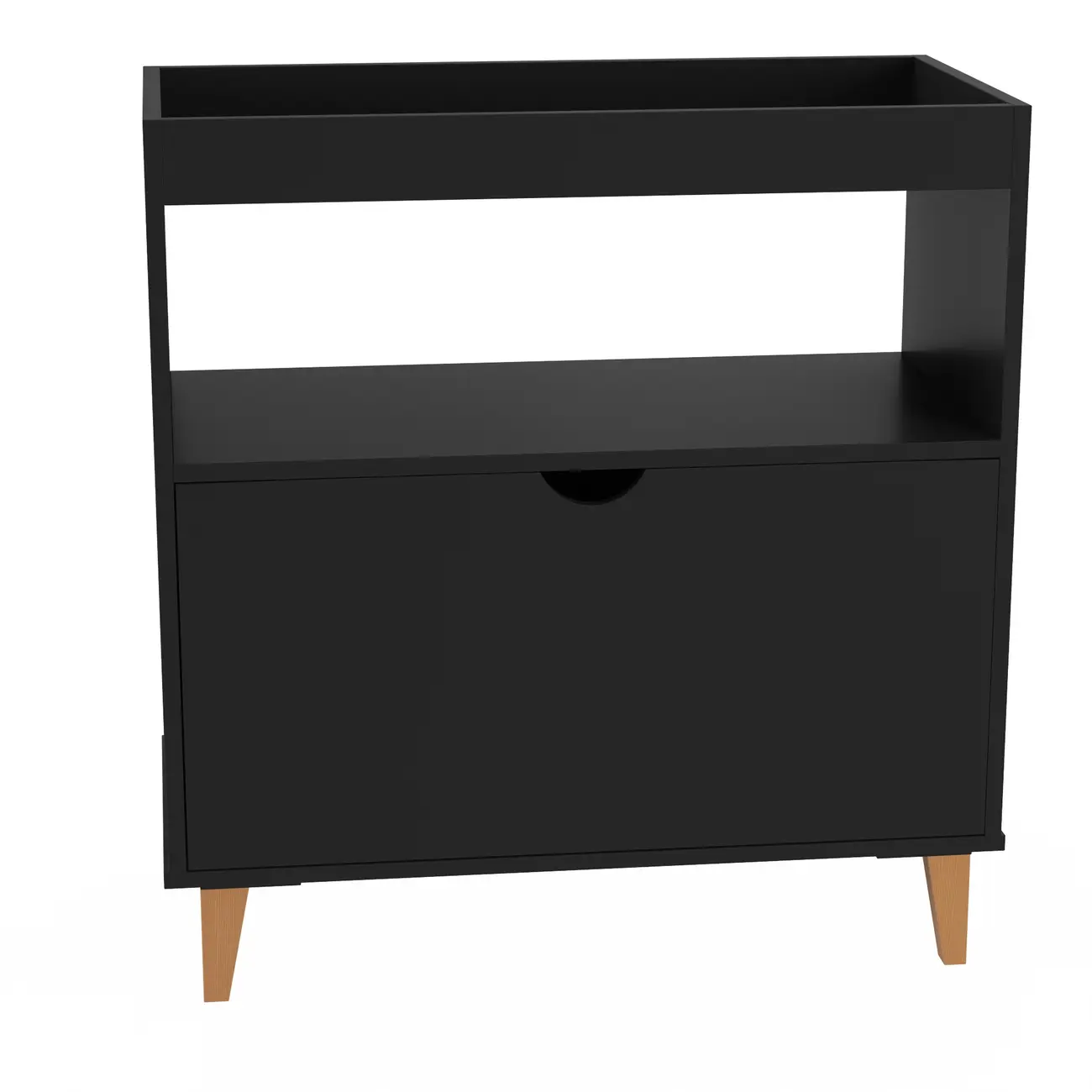APARADOR 1 PORTA BASCULANTE 76 CM X 37 CM LIN - PRETO/NOZES - Foto 1