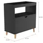 APARADOR 1 PORTA BASCULANTE 76 CM X 37 CM LIN - PRETO/NOZES - Foto 2